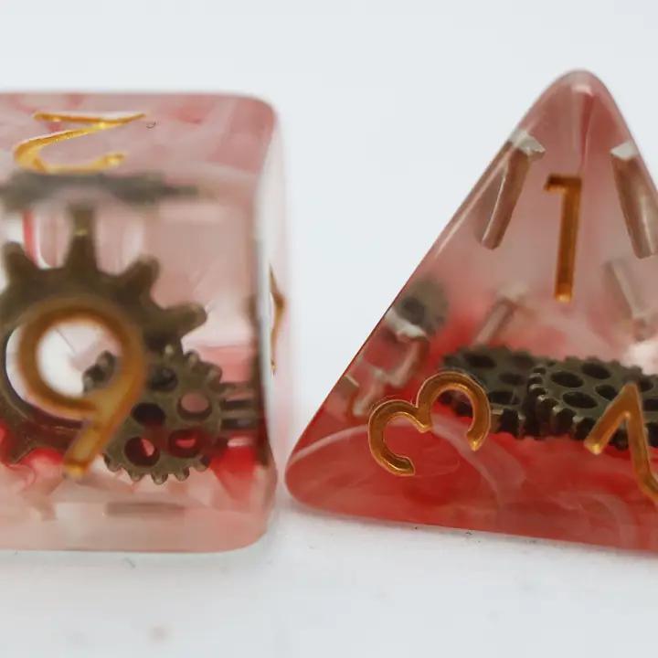 Red Swirl Ancient Gear RPG Dice Set